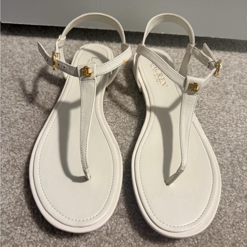 Ralph Lauren Cream Sandals with Gold Details